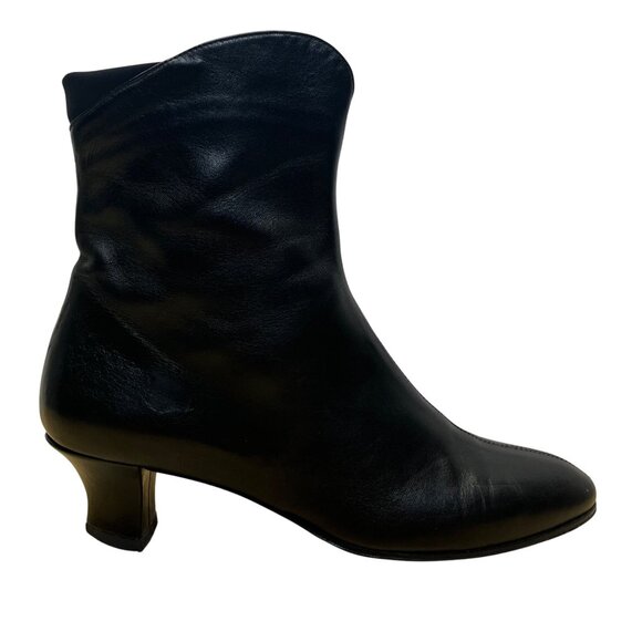 Thierry Rabotin Women’s Black Leather Ankle Boots Low Heel Size 38 - Picture 1 of 11